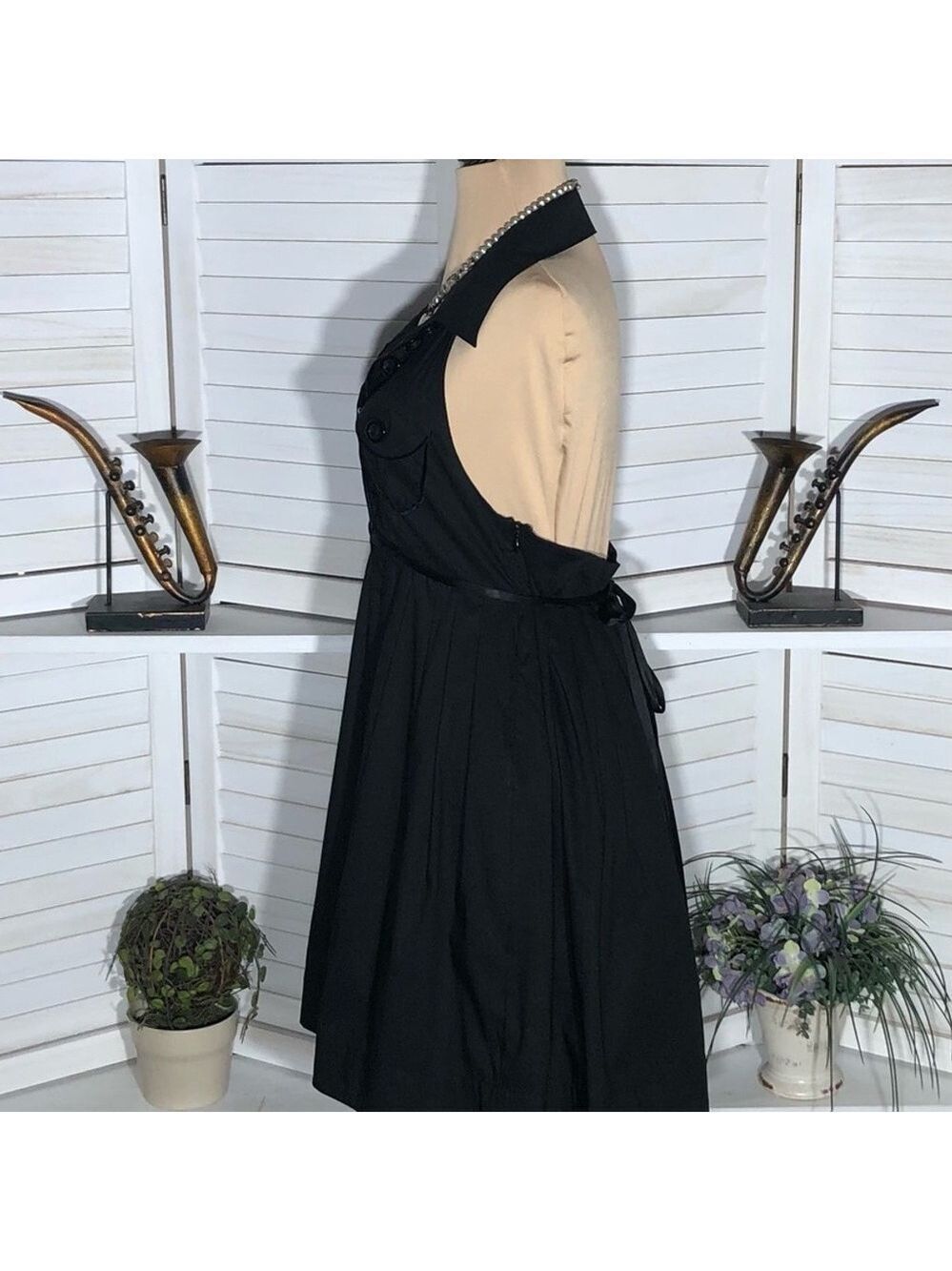 Bebe Halter Mini Dress Black Fit and Flare Medium - Picture 4 of 10